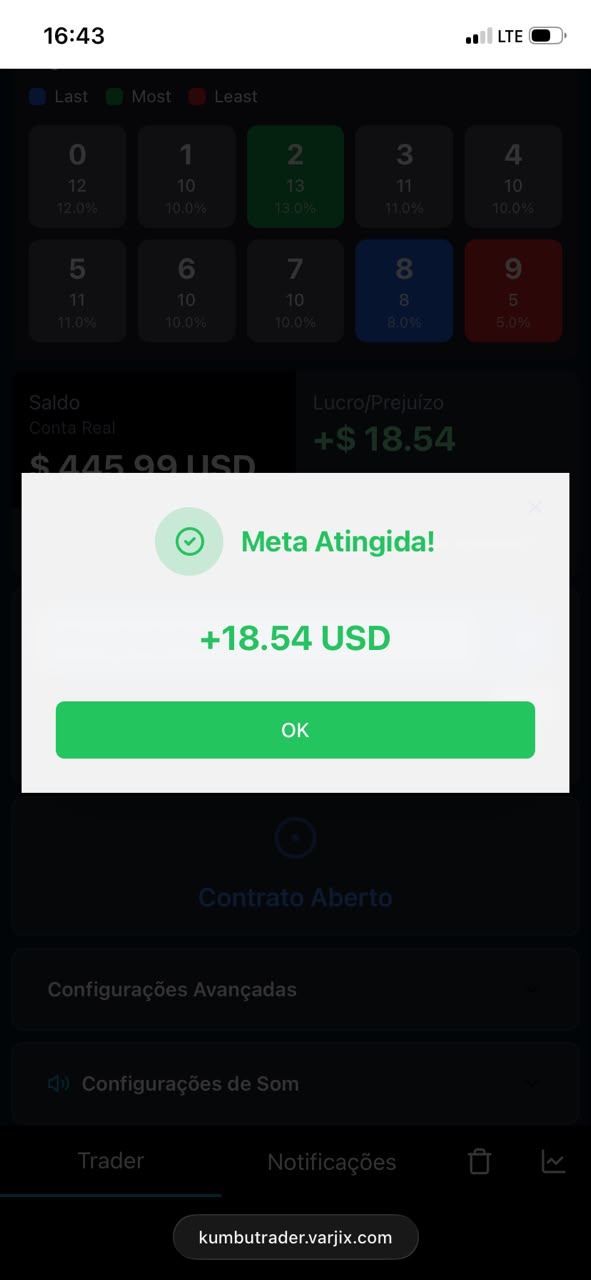 Comprovativo do resultado de Mateus: +18,54 USD · aprox. 22.245 Kz