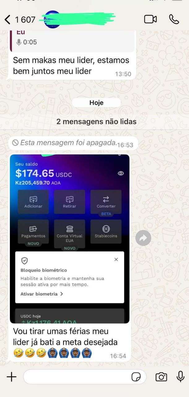 Comprovativo do resultado de Marcos: 174,65 USD · aprox. 205.459 Kz