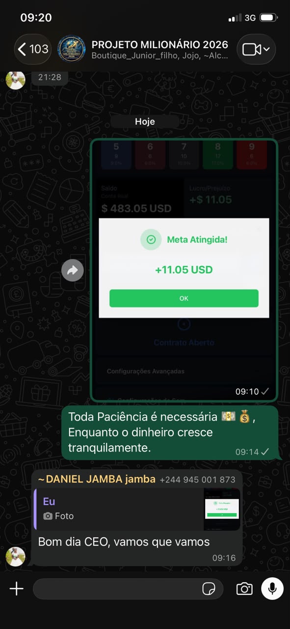 Comprovativo do resultado de Marcelo: +11,05 USD · aprox. 13.260 Kz
